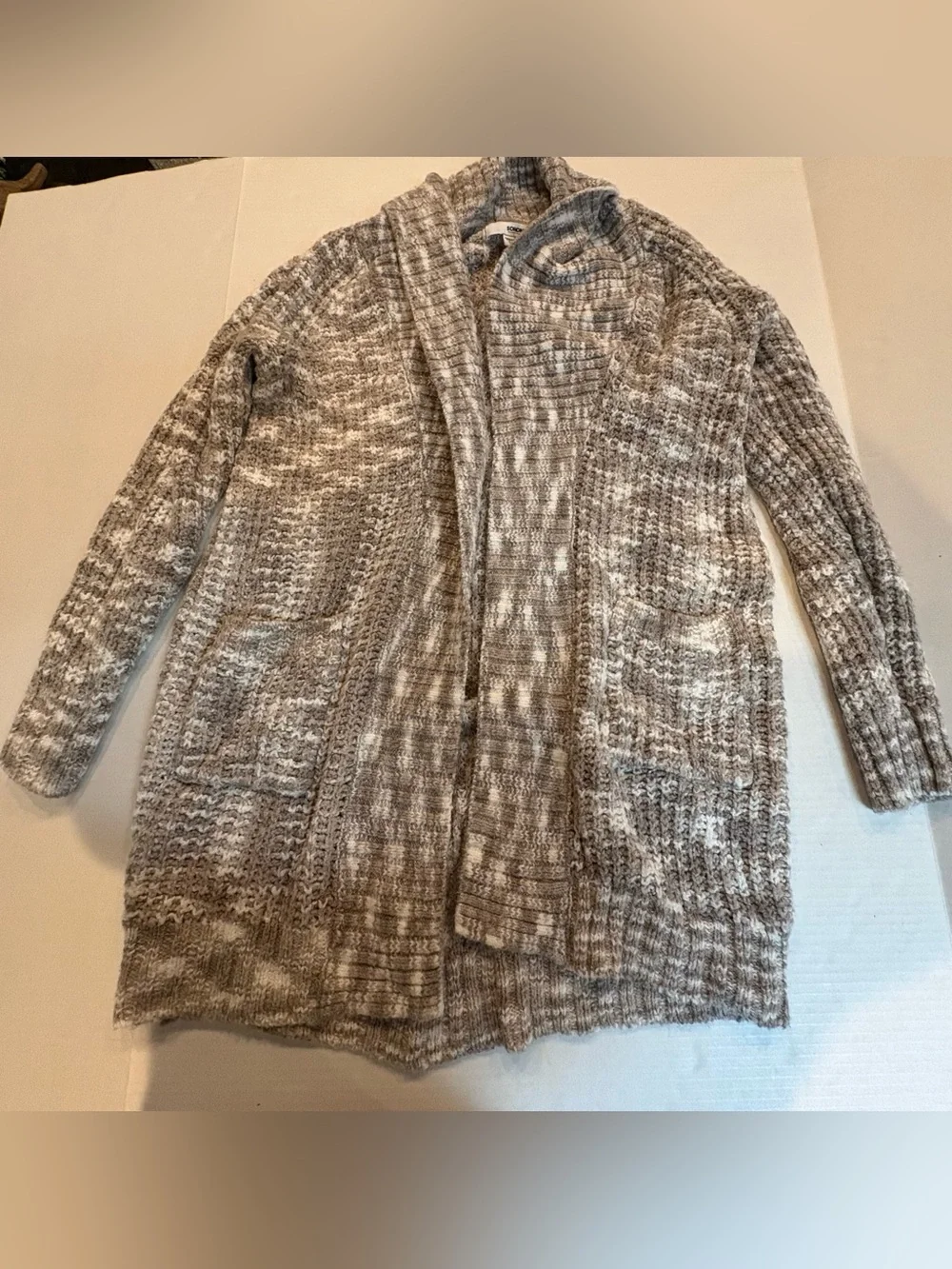 Sonoma Hooded Marled Open-Front Cardigan - Tan & Cream